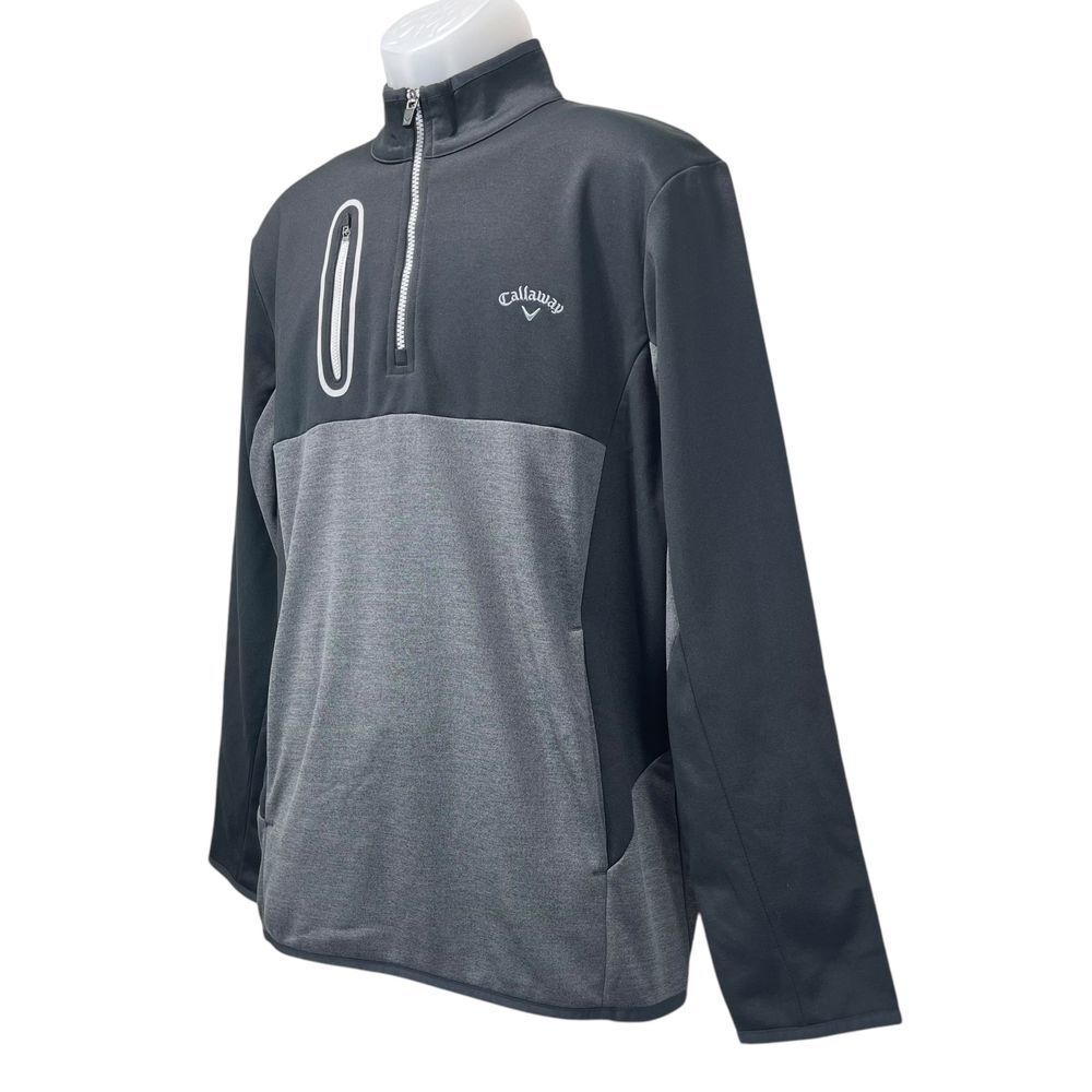 Callaway Men's Medium Gray Black 1/4 Quarter Zip Golf Pullover Sweater - Picture 3 of 6